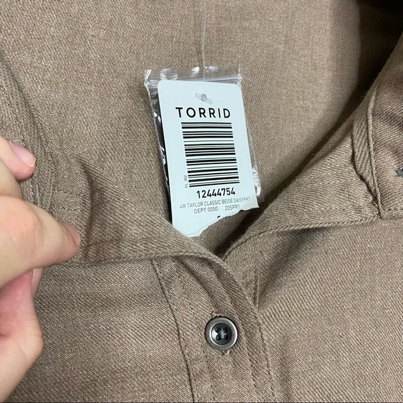 Torrid Taylor Denim Daisy Embroidered Button Down - Picture 7 of 11